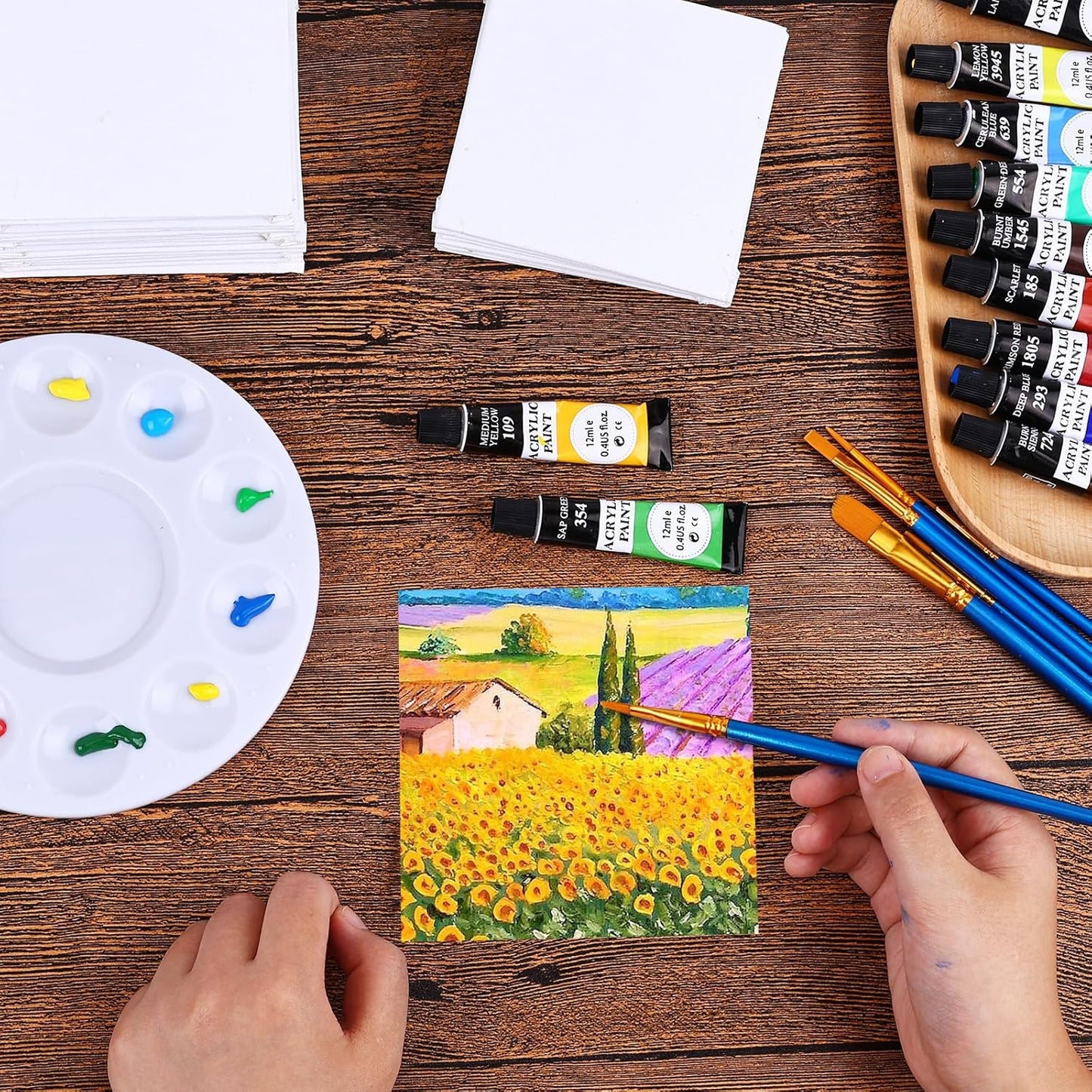 ESRICH 6x6 Canvas for Painting, 24 Pack Canvas Boards Cotton Painting Canvas Primed Acid Free Small Blank Canvases Panels for Oil Paint, Watercolor, Acrylic Paint, Gouache, Tempera.