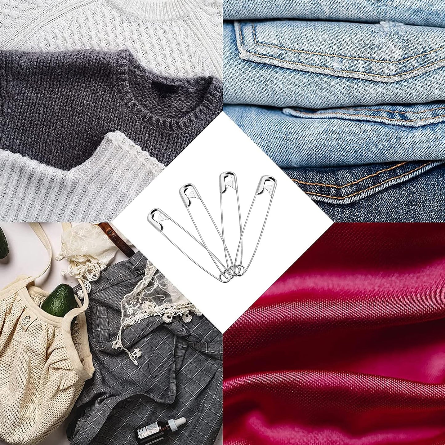 100 PCS 55mm / 2.2 Inch Heavy Duty Quilting Pins, Large Silver Metal Safety Pins for DIY Crafts, Jewelry Making, Baby Clothing