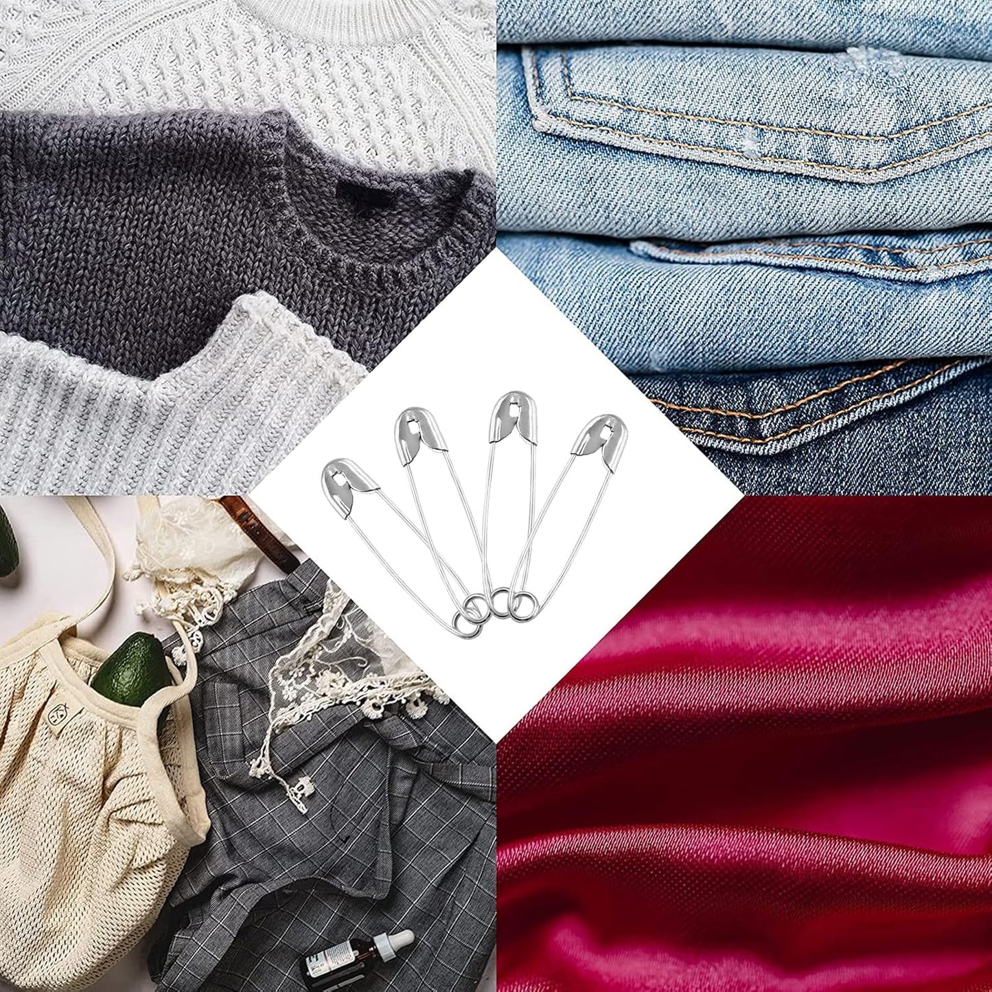 200 PCS 1.1 Inch Heavy Duty Silver Metal Sewing Pins for DIY Crafts Jewelry Making Baby Clothing, Nickel Plated