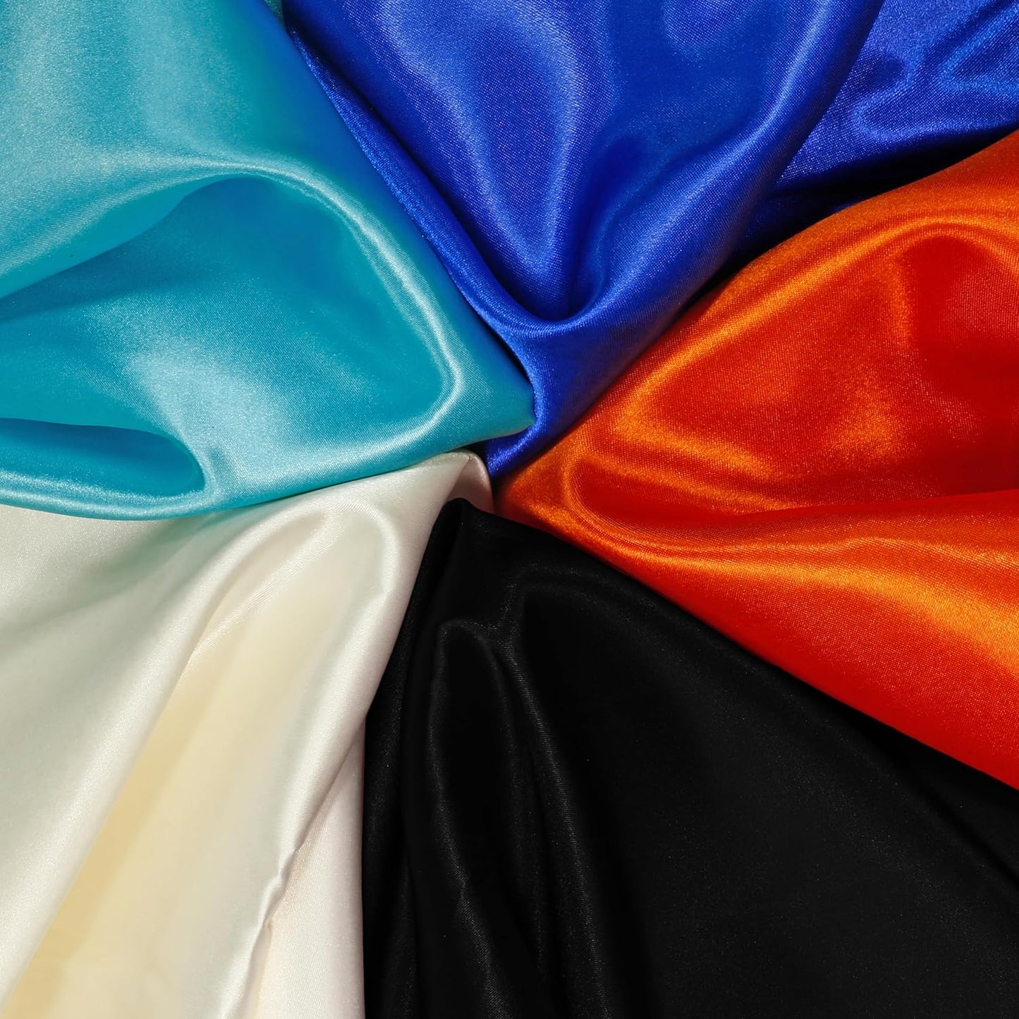 RUDONG M Black Satin Fabric by The Yard, 5 Yard x 60 Inch Wide Silky Charmeuse Satin Fabric, Soft Satin Fabric for Wedding Decorations, Bridal Dress, Sewing, Accessories, DIY Crafts