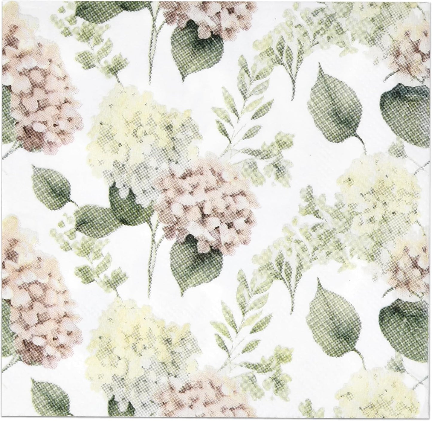 100 Pcs Hydrangea Scatter Floral Cocktail Beverage Napkins Hydrangeas Flowers Disposable Paper Dessert Napkin for Spring Summer Birthday Party Supplies