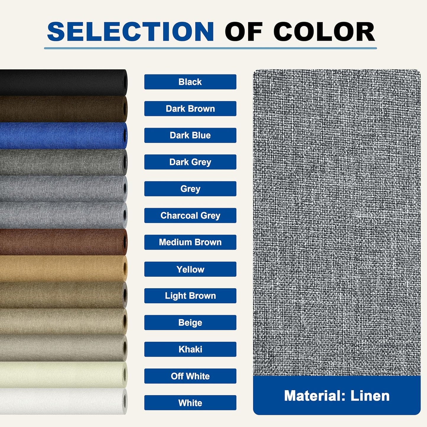 KING MOUNTAIN Linen Repair Patches, Self-Adhesive Linen Fabric Patches, 4 X 63 inch Extra Size, Multi Color, Can be Used for Linen Sofa Repair and Linen Clothes Repair (Grey)