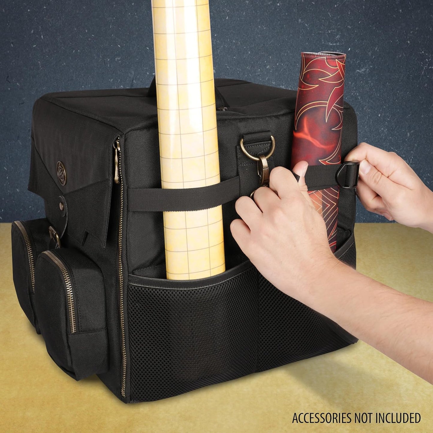 ENHANCE Board Game Shoulder Bag - Reinforced Board Game Storage with Padded Shoulder Strap and Accessories Pockets for Dice, Cards, More - Carrier Protects Tabletop Adventures