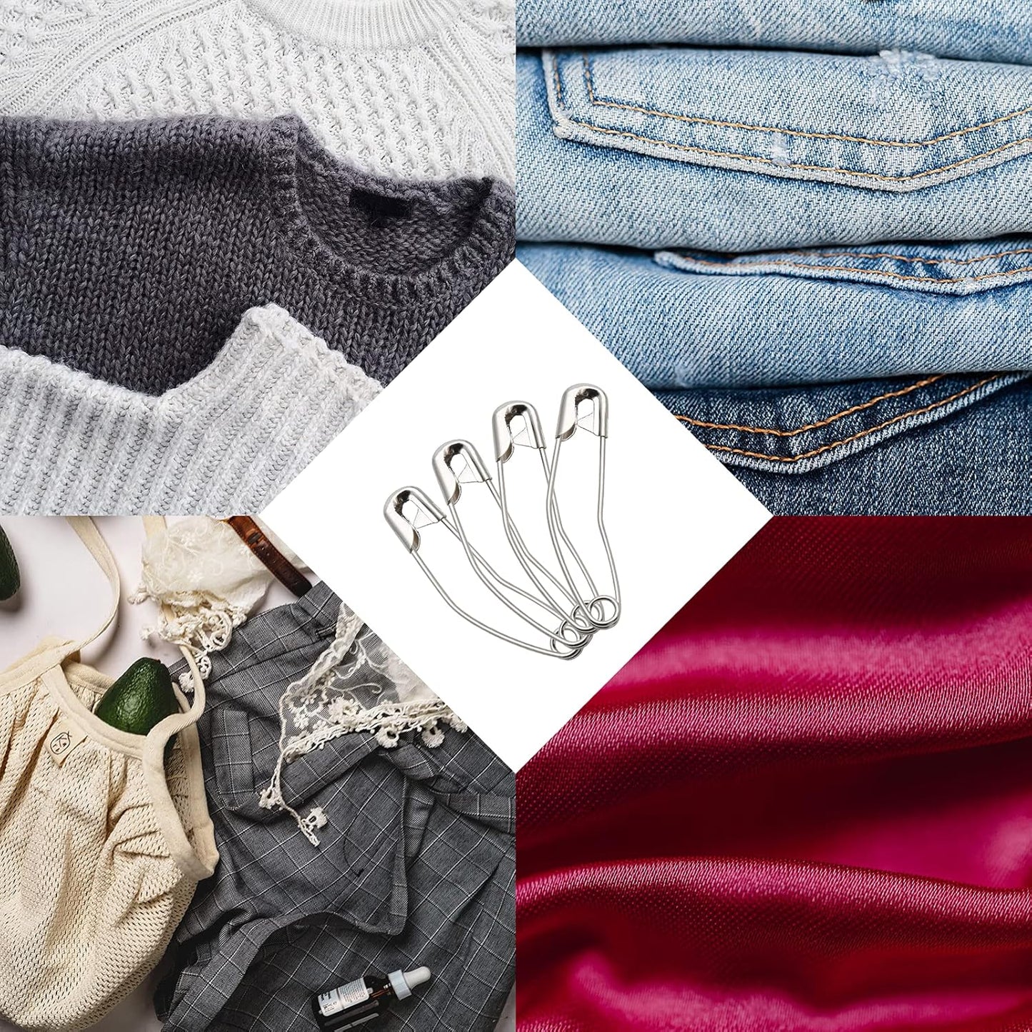 300Pcs Curved Safety Pins Size 1, 1-1/16 inch / 27mm Quilting Basting Pins, Bent Safety Pins for Quilting and Knitting (Sliver)