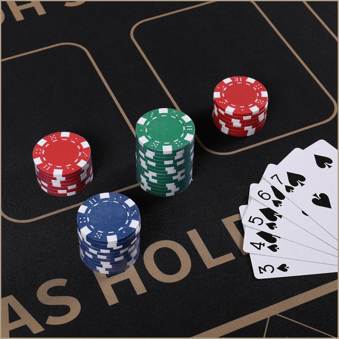 Poker Table Top - Foldable 70" x 35" Texas Hold'em Poker Mat with Non-Slip Backing and Zipper Carrying Bag - Waterproof and Portable Casino Table Topper Card Mat for Home Game Nights Up to 10 Players