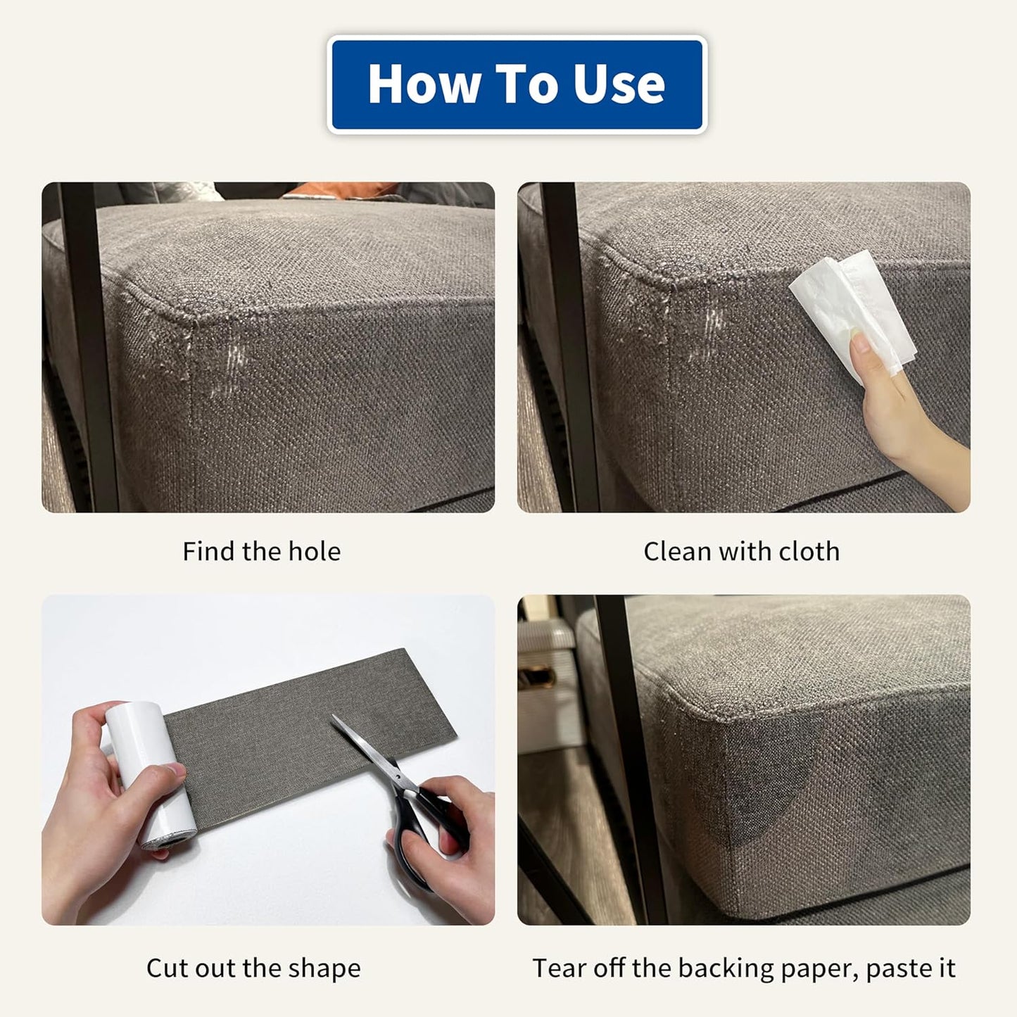 KING MOUNTAIN Linen Repair Patches, Self-Adhesive Linen Fabric Patches, 4 X 63 inch Extra Size, Multi Color, Can be Used for Linen Sofa Repair and Linen Clothes Repair (Dark Grey)