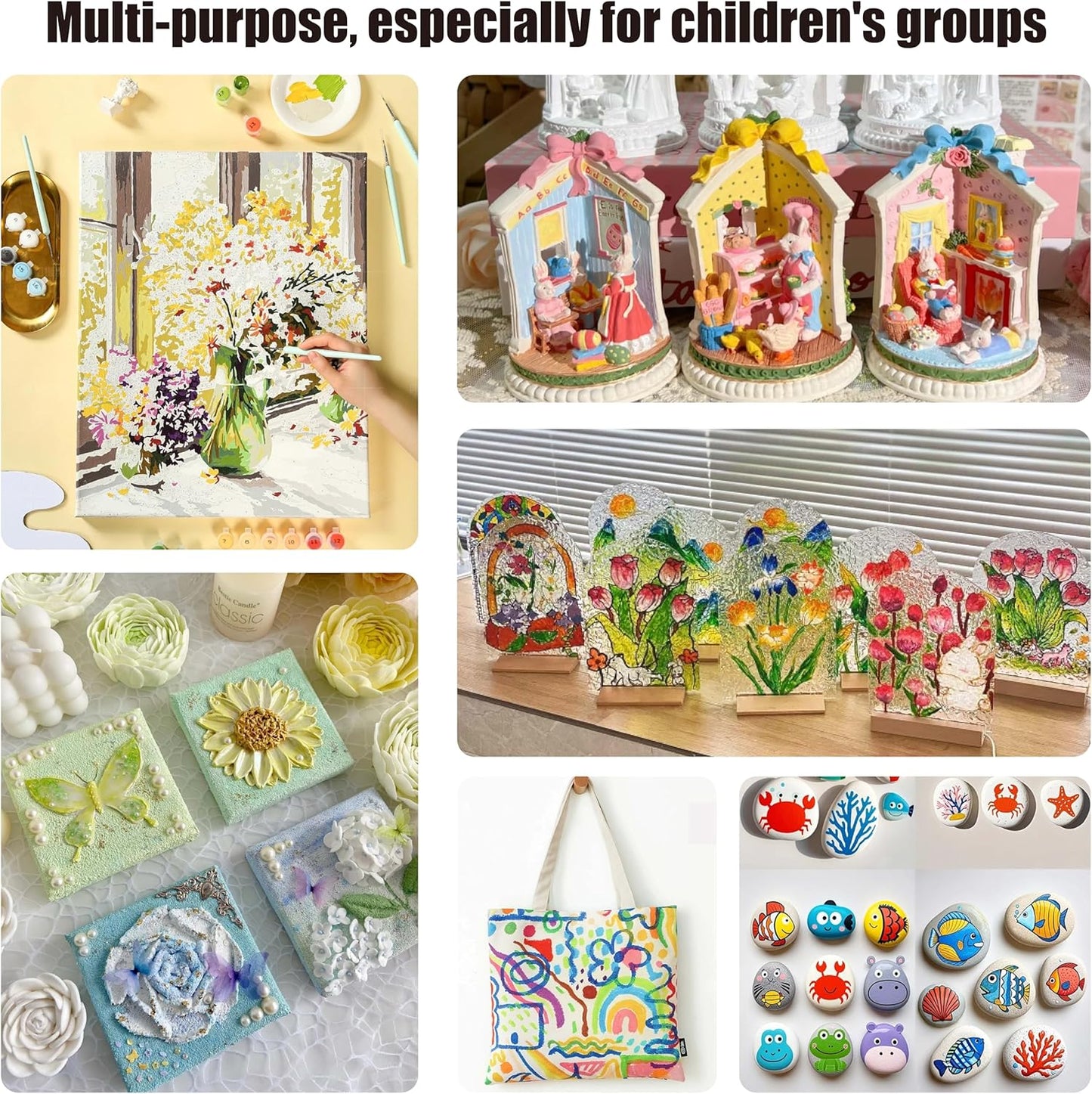 20 Pack 6 Colors Mini Acrylic Paint and Brushes Set for Kids Party Favor, Individual Paints Strips Sets with Brush for Kid, Student Painting Kit for Canvas