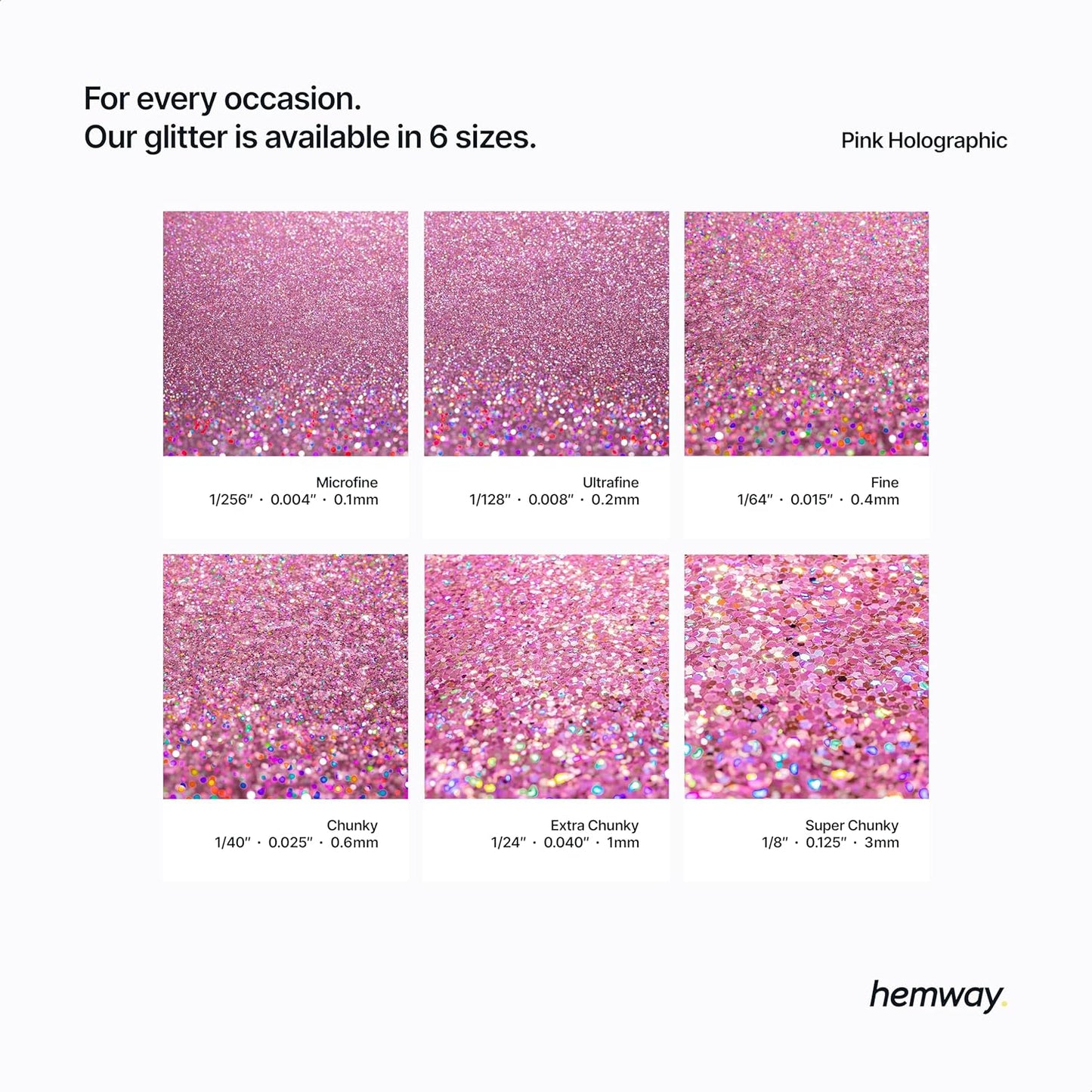 Hemway Polyurethane & Epoxy Resin Glitter for Arts, Crafts, Tumblers, Flooring, Woodwork, Decorating and Resin Projects 100g - Pink Holographic