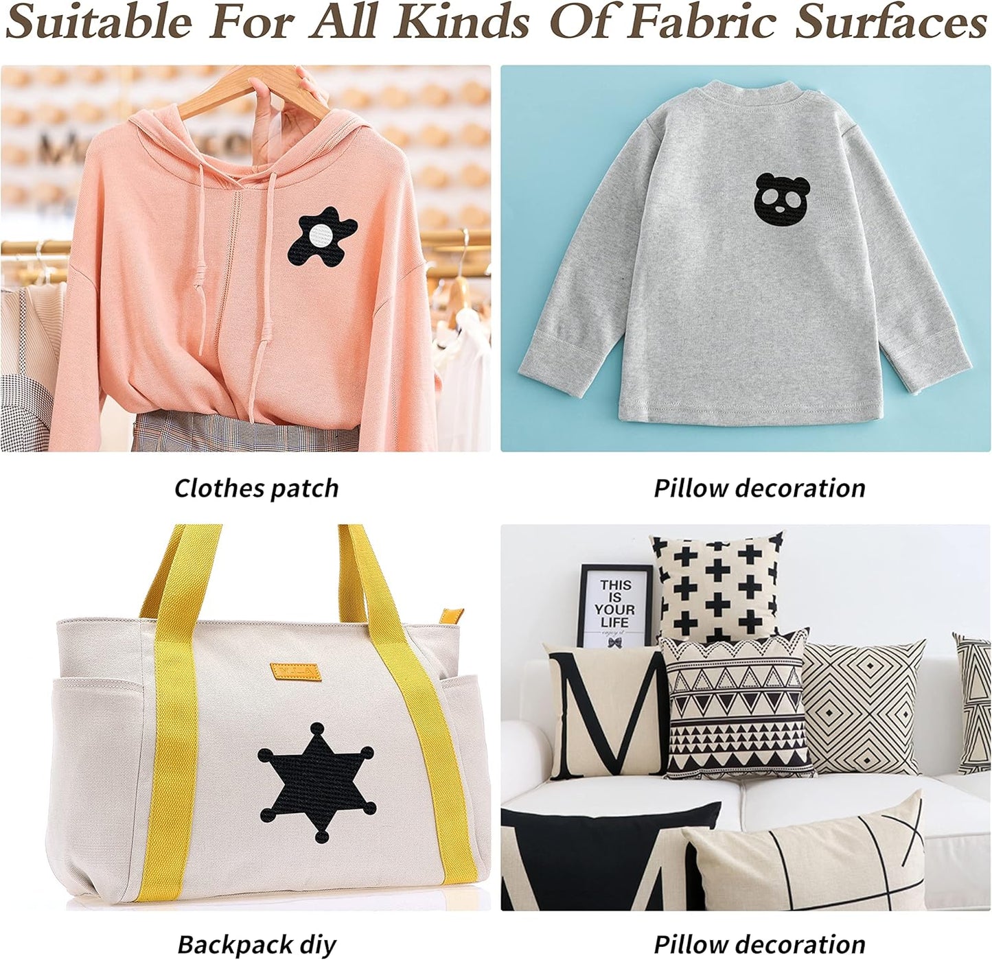 KING MOUNTAIN 100% Cotton Fabric Iron-on Repair Patch, Inside&Outside Clothes Repair Patch, 3"x60" with Backing Glue Repair Decorative Patch kit (White)