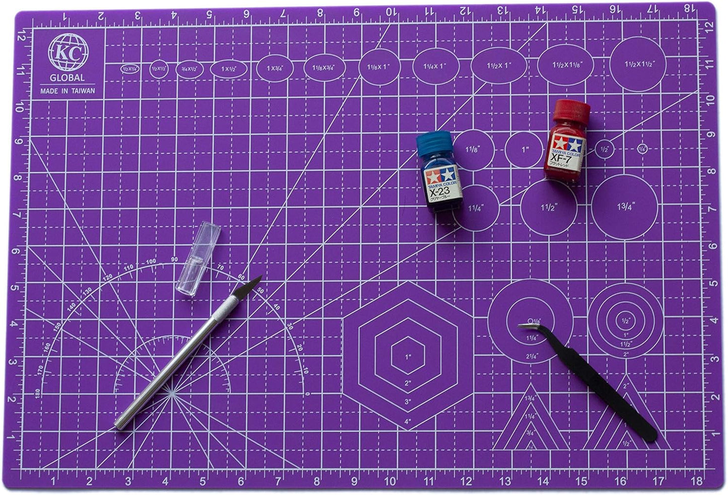 KC GLOBAL A3 (19"x13") Professional Grade Self-Healing Cutting Mat (Purple) - Odor-Free, Double-Sided, Eco-Friendly, Non-Slip, Premium Desk mat for DIY, Crafting, Model Building,and Art Projects