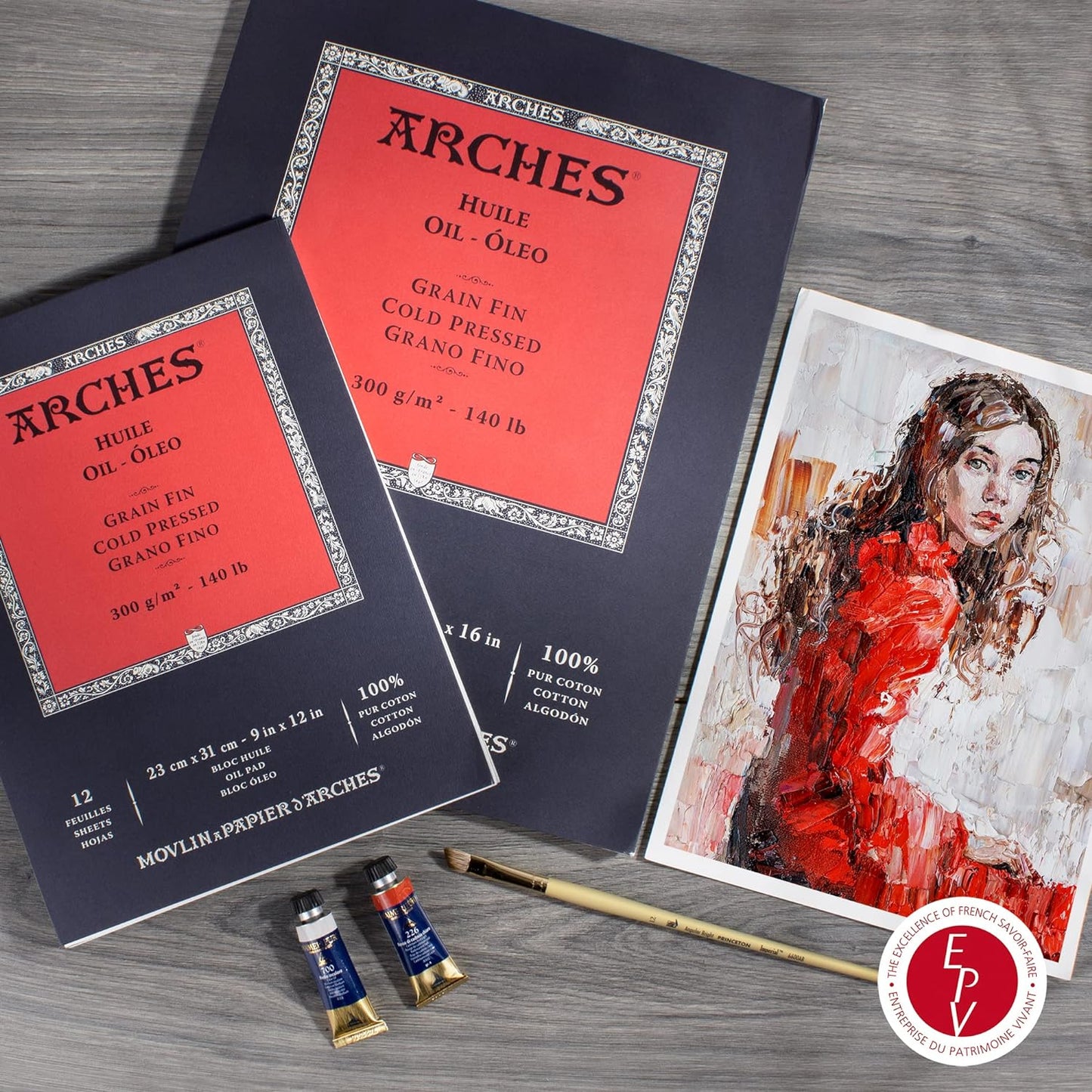 Arches Huile Oil Pad, Cold Pressed, 140lb/300gsm, 12 Sheet, 9x12 inch, Arches Oil Paper 100% Cotton