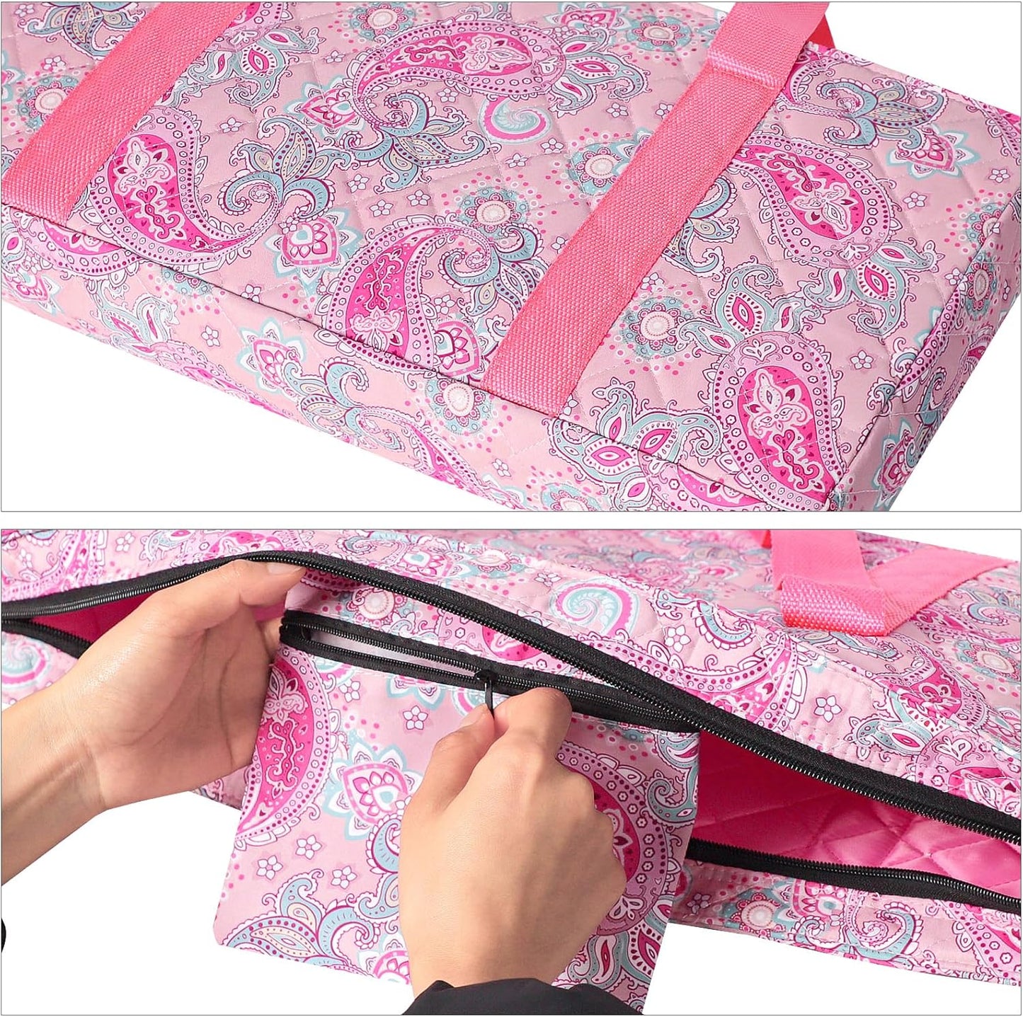 American Mahjong Game Set, 166 White Tiles, 4 All-in-One Color Rack/Pushers, Complete Mahjong Set with Pink Printed Carrying Bag