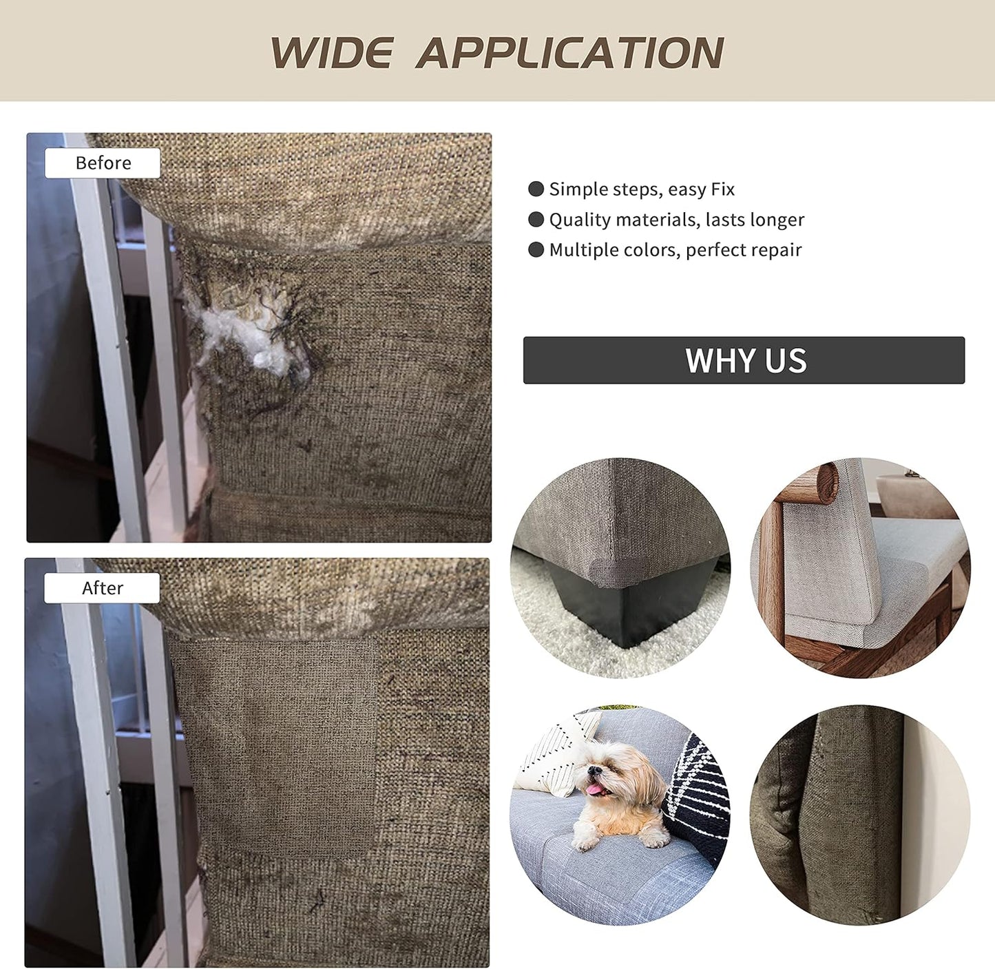 Fine Linen Repair Patches, Self-Adhesive Linen Fabric Patches, 8X11 inch 2 PCS, Multi Color, Can be Used for Linen Sofa Repair and Linen Clothes Repair(8" x 11"-2PCS,Cream-Gray)