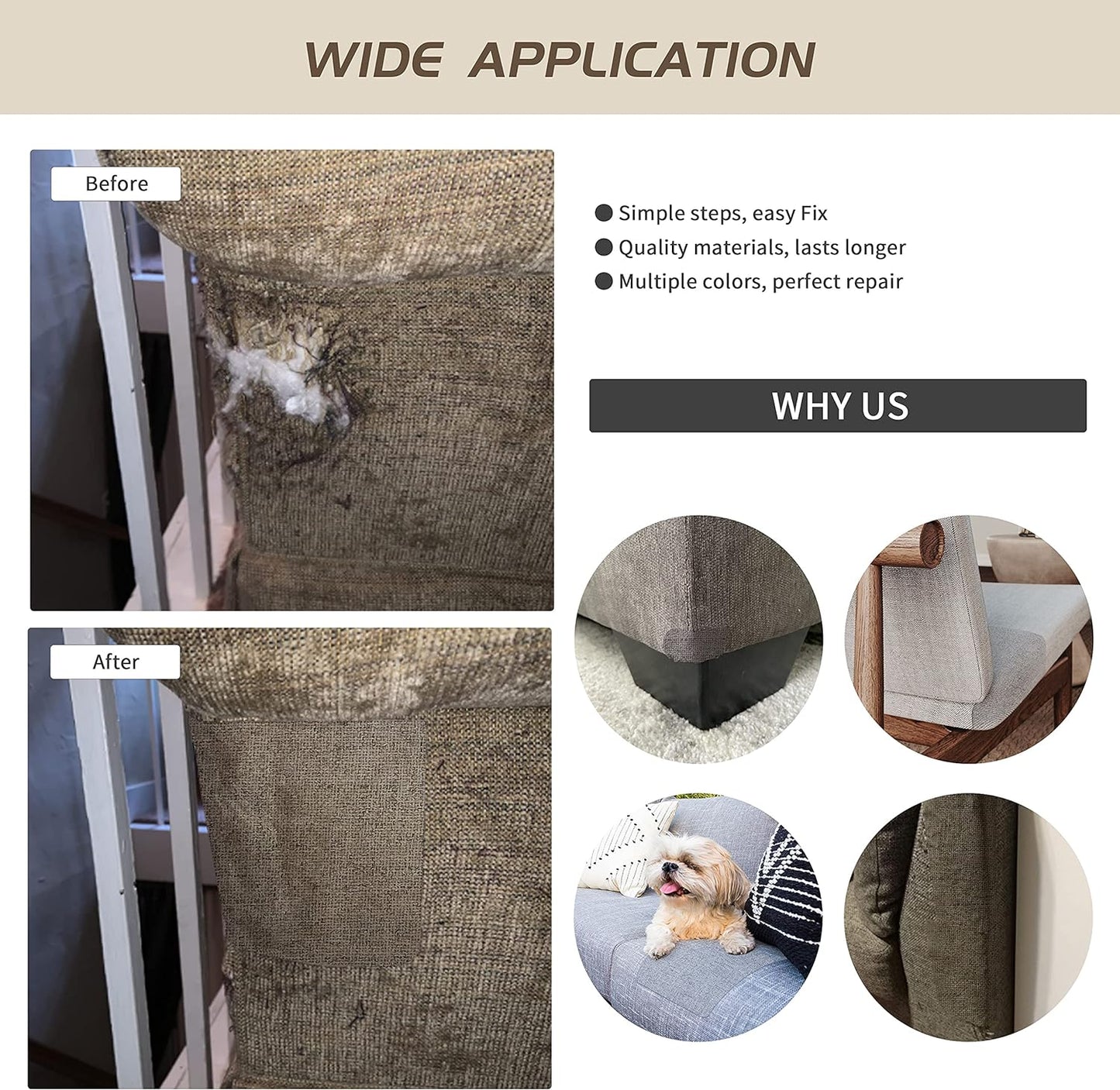 Fine Linen Repair Patches,Self-Adhesive Linen Fabric Patches,8X11 inch 2 PCS,Multi Color, Can be Used for Linen Sofa Repair and Linen Clothes Repair(8" x 11"-2PCS,Cream-Gray 2.0)