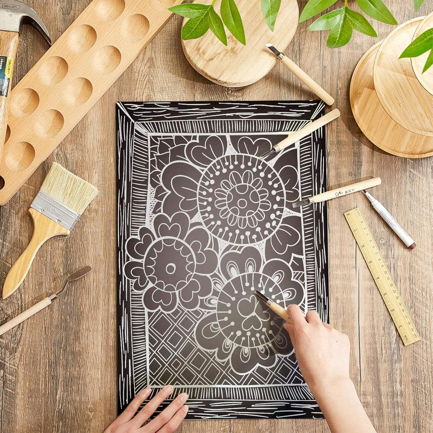 Yeaqee 8 Pcs 12 x 18 Inch Linoleum Block Rubber Carving Block Soft Linocut Blocks Large Linoleum Sheet Unmounted Lino Plates for Engraving Art Project Printmaking Artist Studio Supplies, Gray