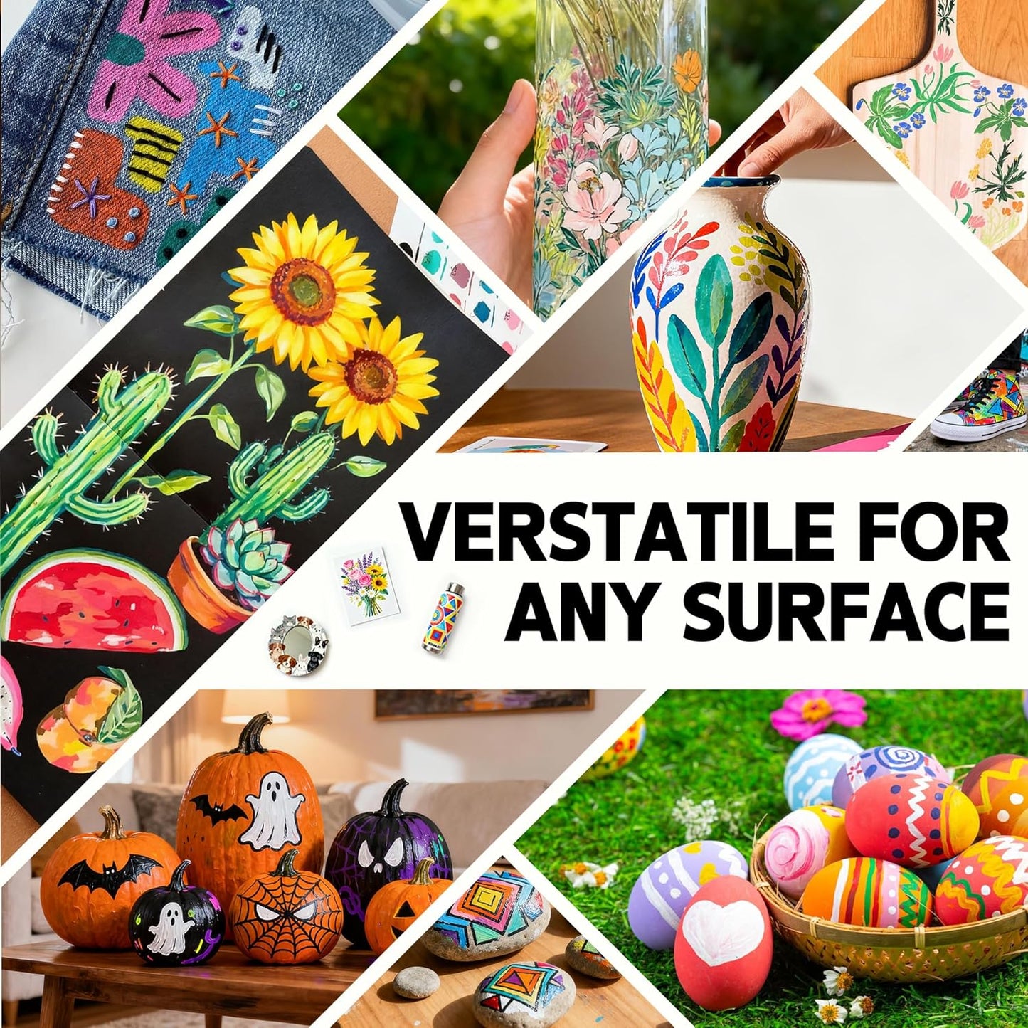 24 Colors Dual Tip Acrylic Paint Markers, Acrylic Paint Pens with Fine Tip and Brush Tip for Rock Painting, Wood, Plastic, Glass, Canvas, Fabric, Pumpkin, DIY Crafts Making Art Supplies