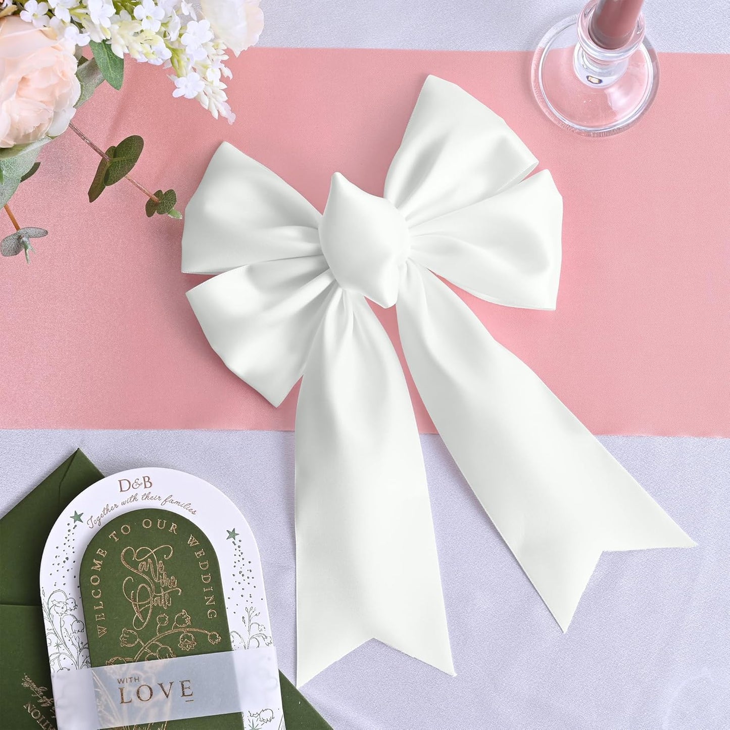 Off White Satin Ribbon 3 Inch X 15 Yards Solid Color Double Faced Ribbons Perfect for Crafts Wedding Decor Bow Making Arts Sewing and More