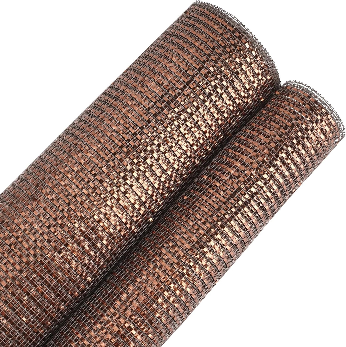 MEEDEE Brown Deco Mesh 10 Inch Deluxe Wide Foil Metallic Mesh Ribbon Chocolate Deco Mesh Harvest Mesh Ribbon Fall Mesh for Wreaths, Garland, Christmas Tree, Gift Wrapping, Bows Making (30 Feet)