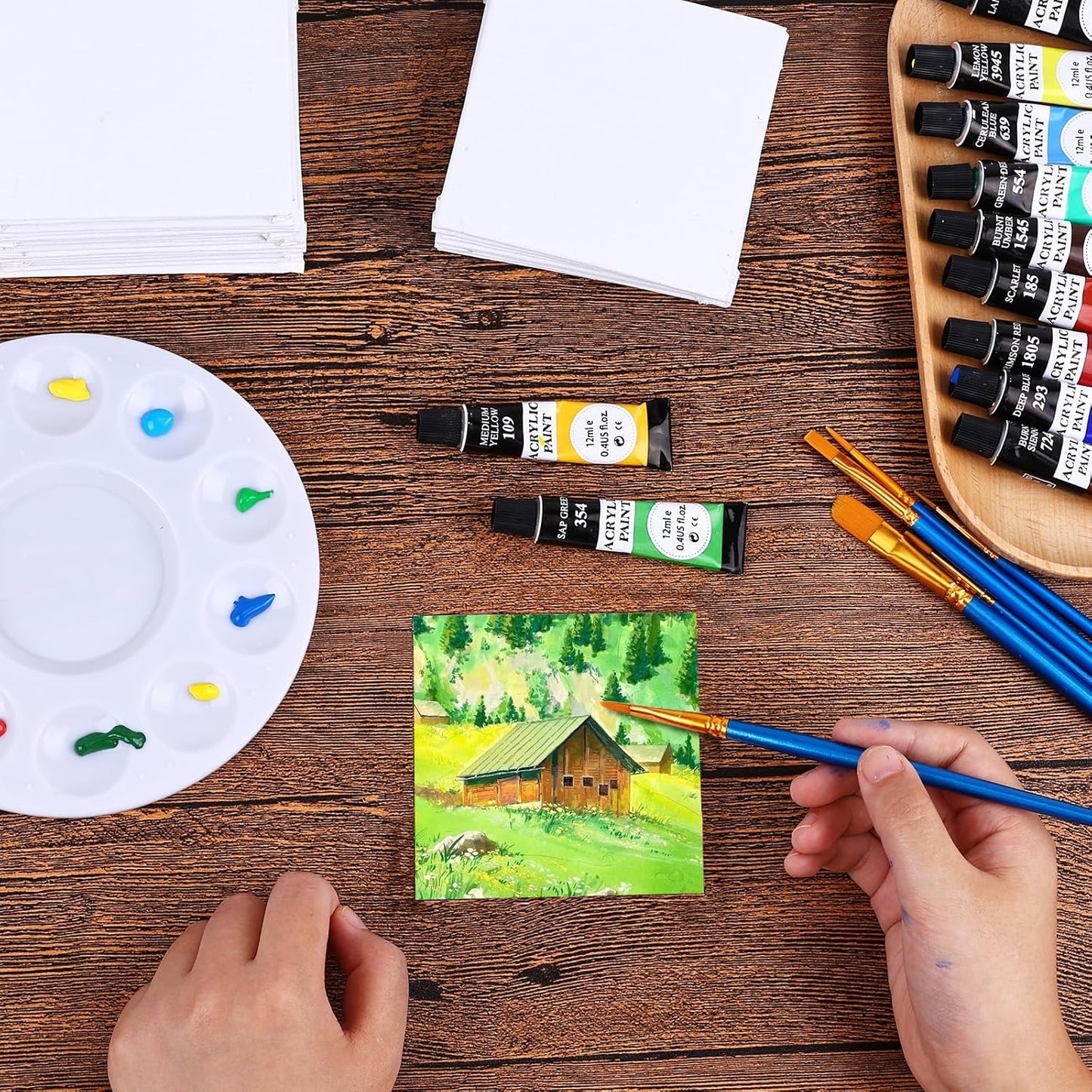 ESRICH 3x3IN Small Canvases for Painting, 32 Pack Mini Canvas Boards Cotton Painting Canvas Primed Acid Free Mini Blank Canvas Panels for Oil Paint,Watercolor,Acrylic Paint,Gouache&Tempera.