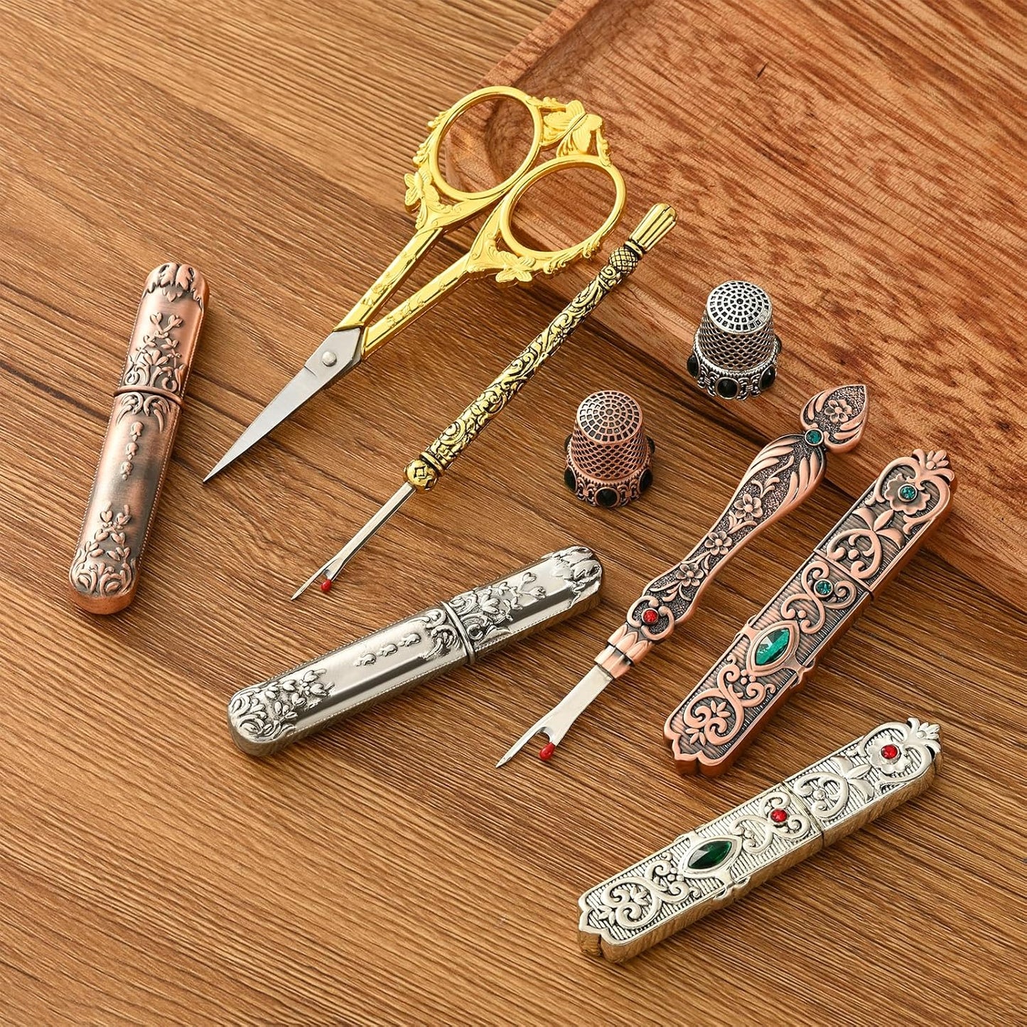 Vintage Sewing Thimble, Finger Protector Finger Shield Fingertip Thimble Sewing Quilting Craft Accessories DIY Sewing Tools (Red Copper)