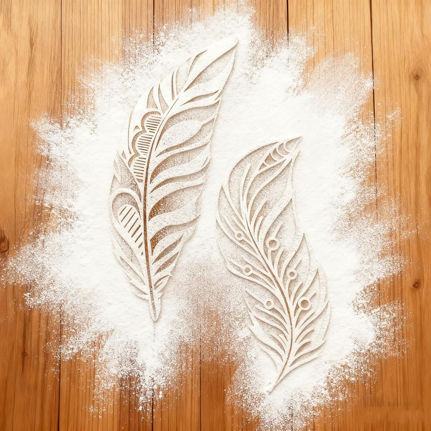 TIAMECH A4 Reusable Two Feathers Stencil for Painting - Bird Feather Layering Template, DIY Wall Art, Wood Furniture, Scrapbook & Crafts (8.3x11.7inch)