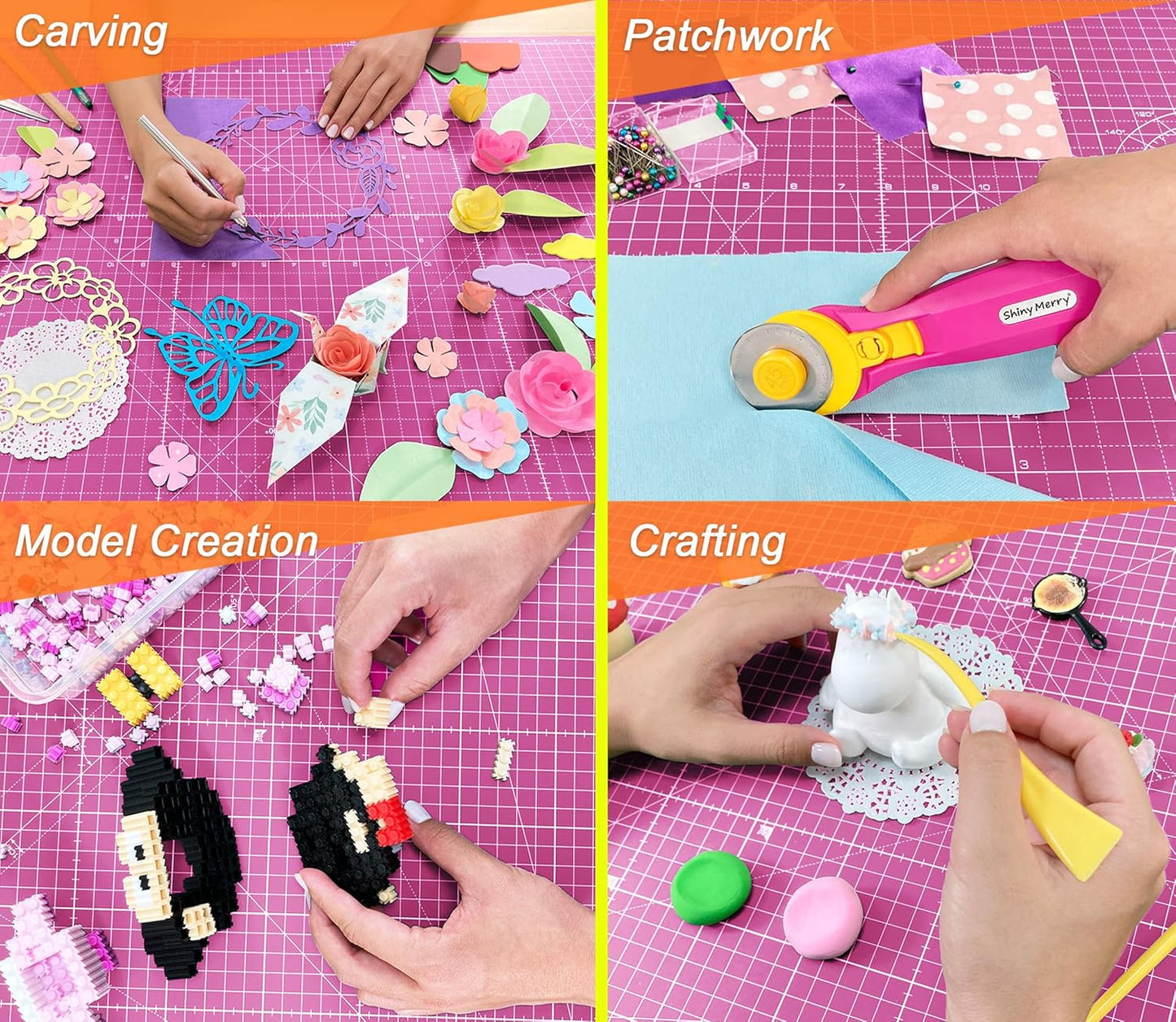 Self Healing Cutting Mat A1 24"x36" – Double Sided 5-Ply Craft Mat for Sewing, Quilting, Fabric, Scrapbooking – Pink/Purple