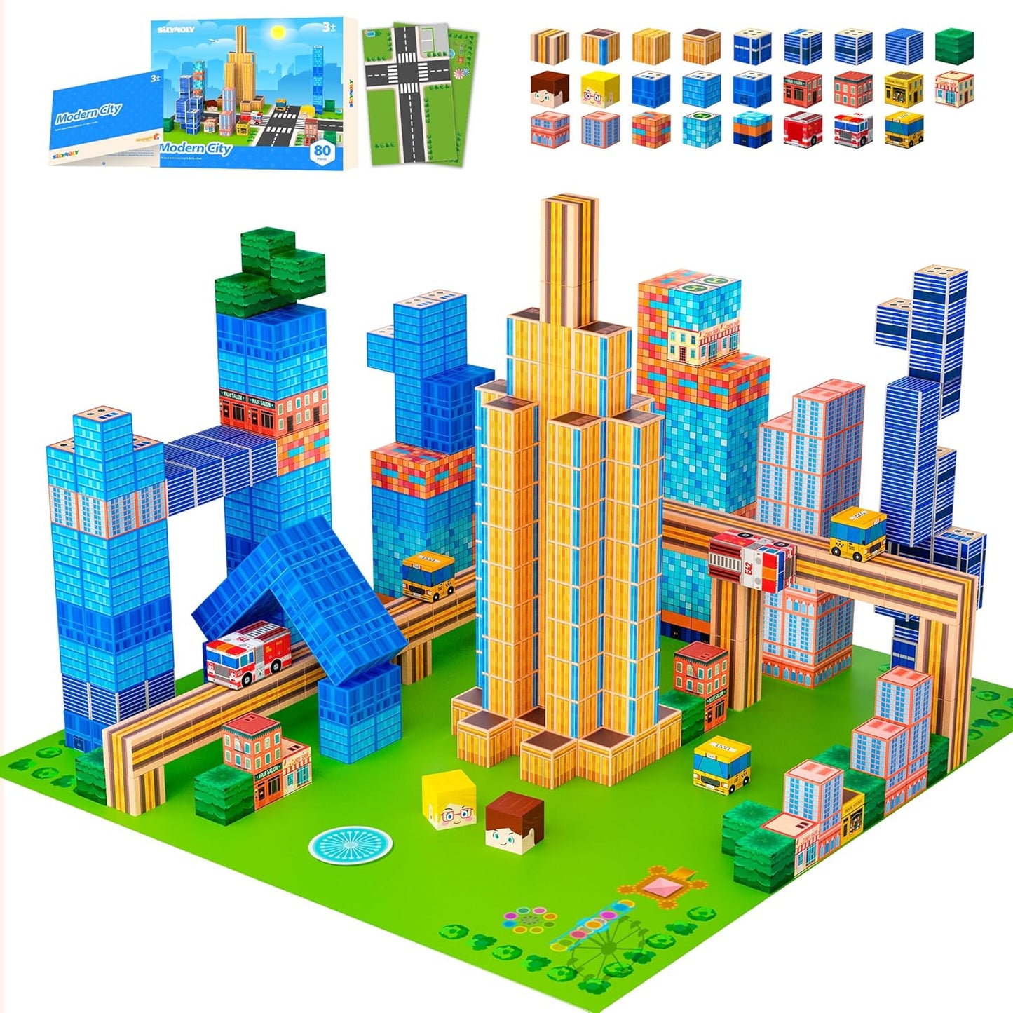 Magnetic Blocks, Modern City Edtion, Magnetic Building Cubes Boys & Girls Toys Age 3-5 4-8 5-7 Sensory Gift for Kids,Magnets Cubes,Upgraded STEM Gift, 1.2 Inches,
