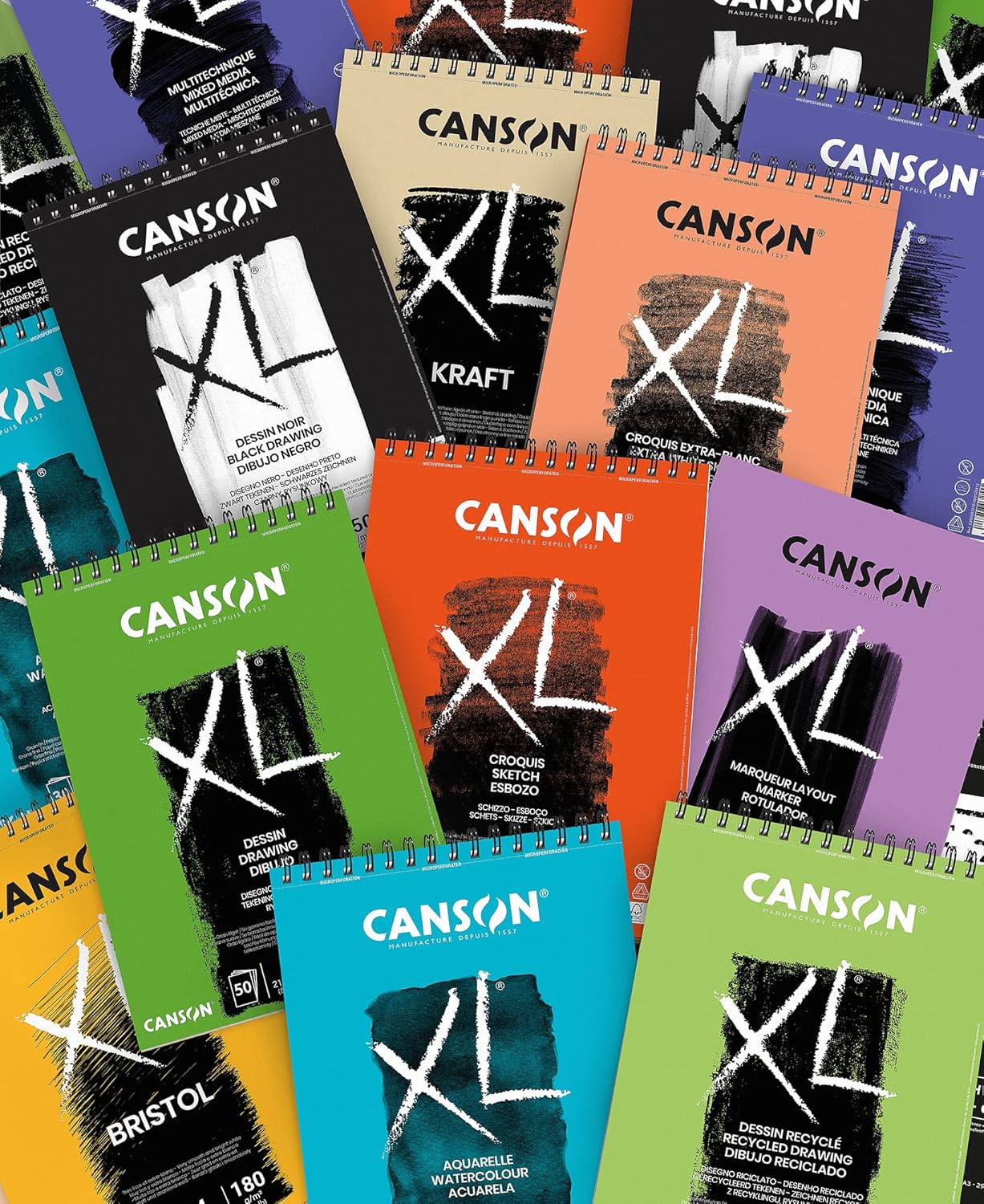 CANSON XL Watercolour 300gsm A4 Paper, Cold Pressed, Spiral Pad Short Side, 30 White Sheets, Ideal for Professional Artists