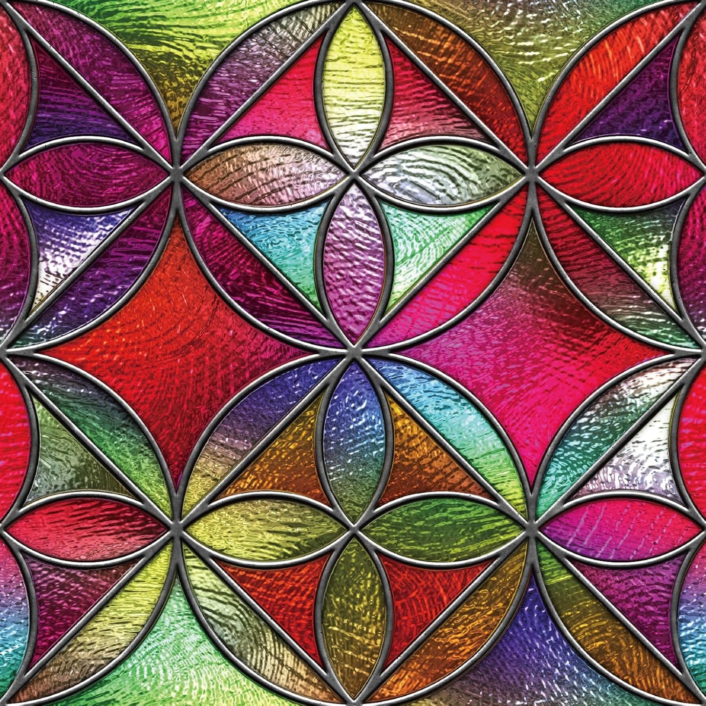 DKTIE Geometric Art Stained Glass Window Film Bathroom Window Privacy Film Frosted Glass Static Clings Non Adhesive with Installation Tools, Modern Home Improvement Style (S323, 35.4'' x 78.7'')