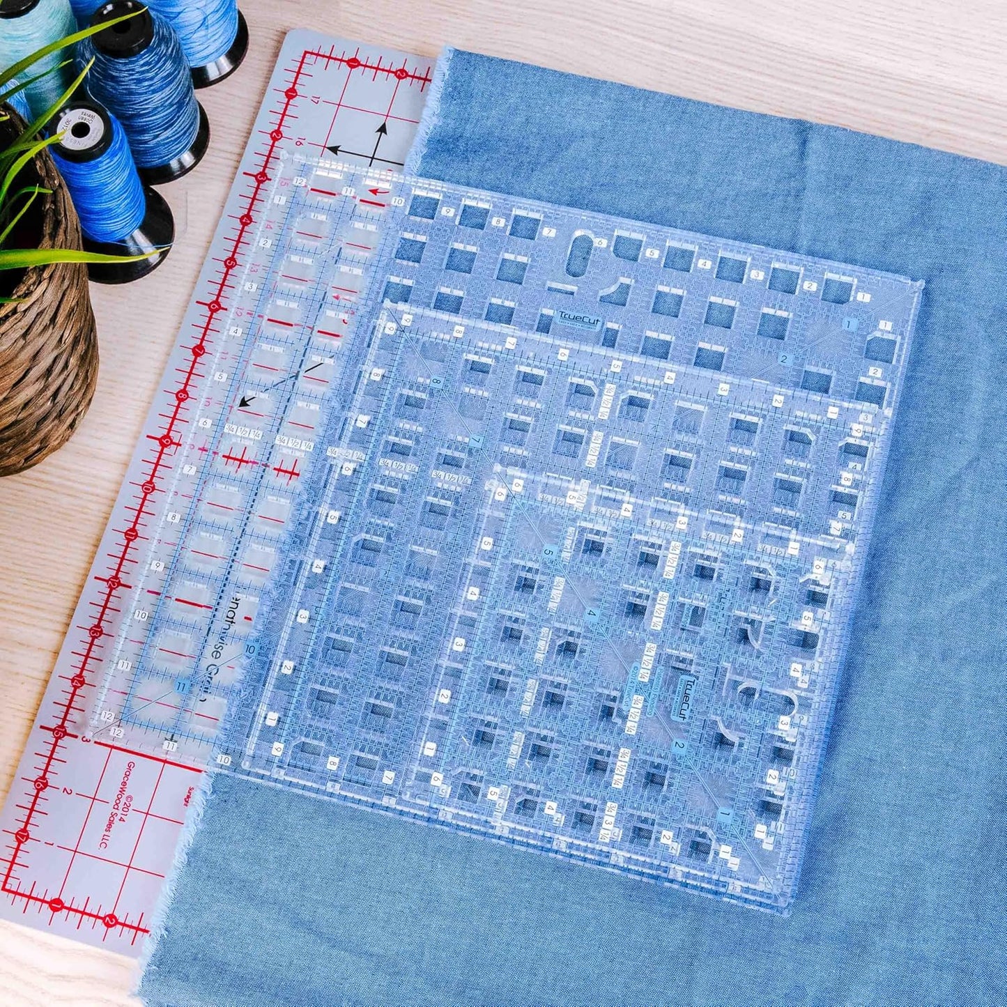 Square Quilting Ruler Set | 3 Square Quilting Rulers | 12.5x12.5, 9.5x9.5, 6.5x6.5 TrueCut Quilting Rulers and Notions