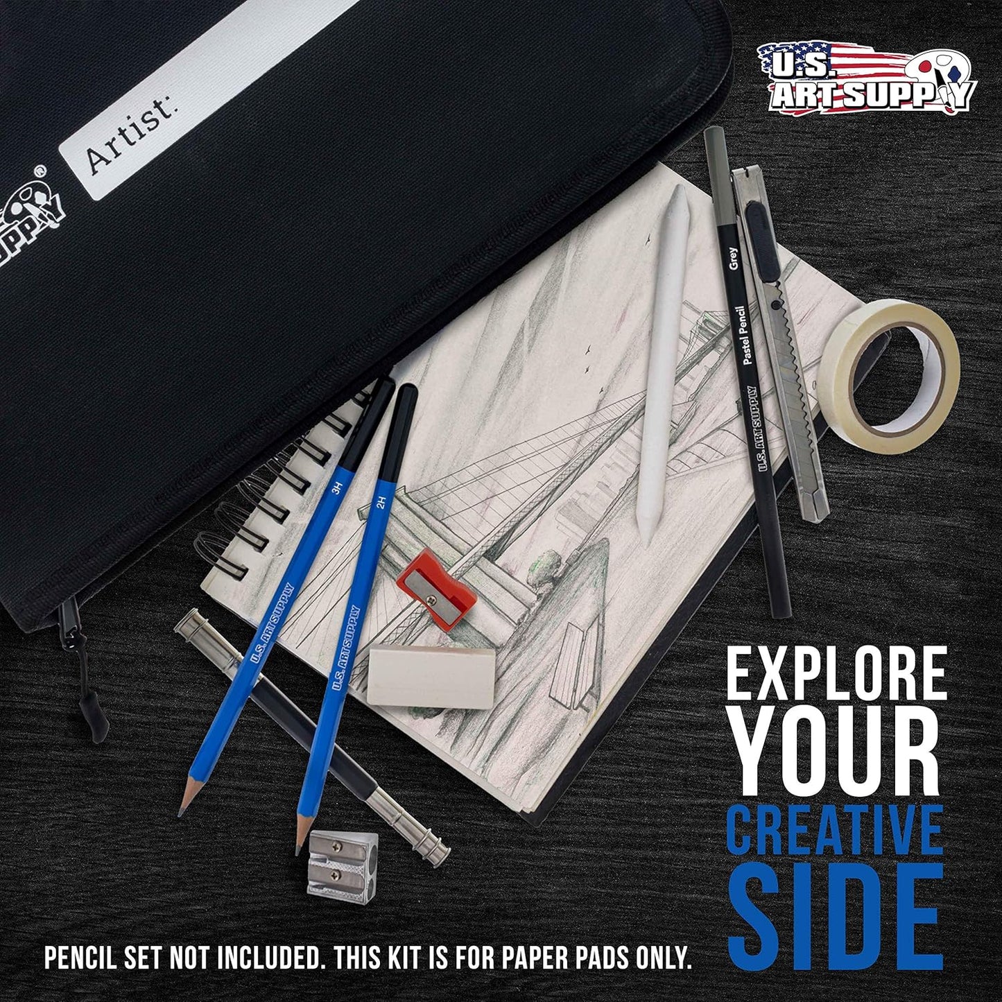 U.S. Art Supply 4-Pad Sketch Book and Drawing Paper Set (242 Sheets) - Sizes (5.5 x 8.5 and 9 x 12 Inch) Spiral Bound, Artist Drawing Pads for Mixed Media