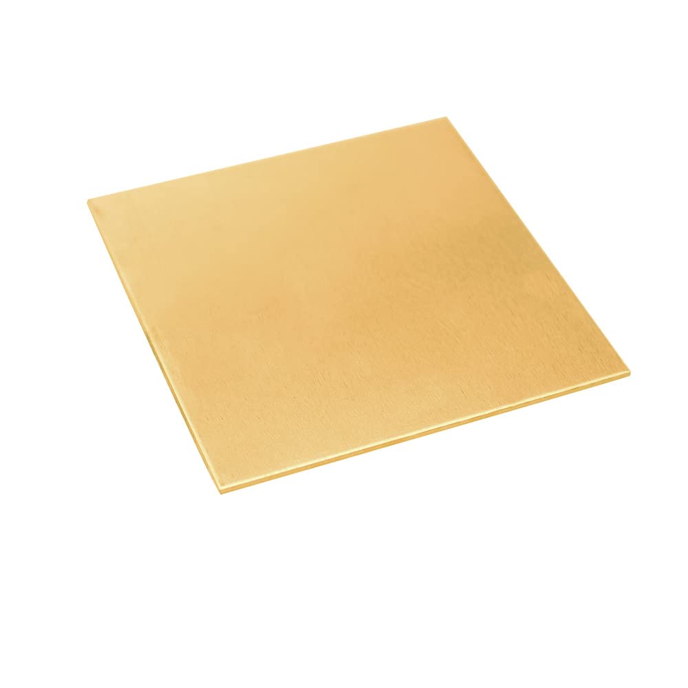 8 Gauge Brass Sheet，H62 Brass Plates Metal 0.118" Thickness x 5.9" Width x 5.9" Lenght, for Models, Crafts, Repairs, Electrical, 1Pcs