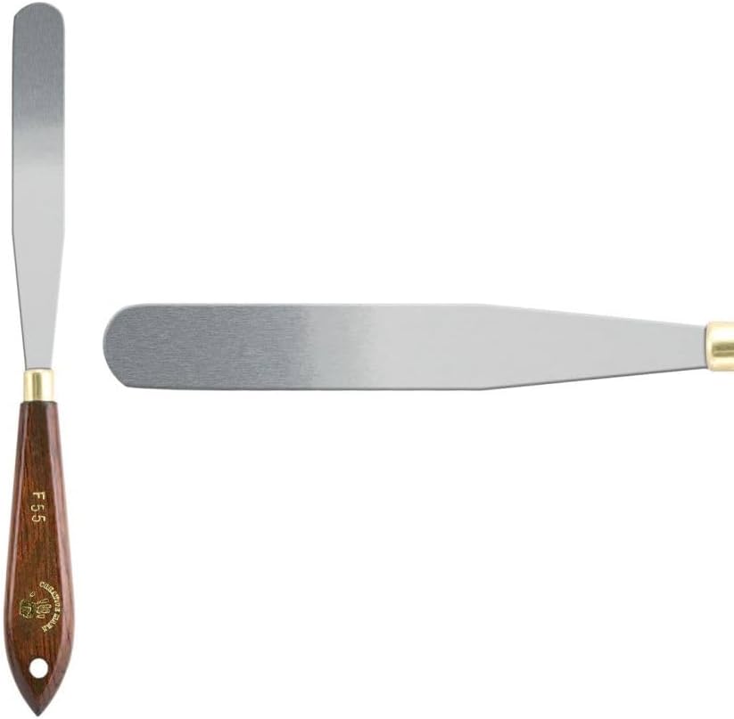 Creative Mark Stainless Steel Palette Knife Painting Tools - Paint Palette with Wooden Handle - Variety of Shapes and Sizes - 55F, 4-5/8 in