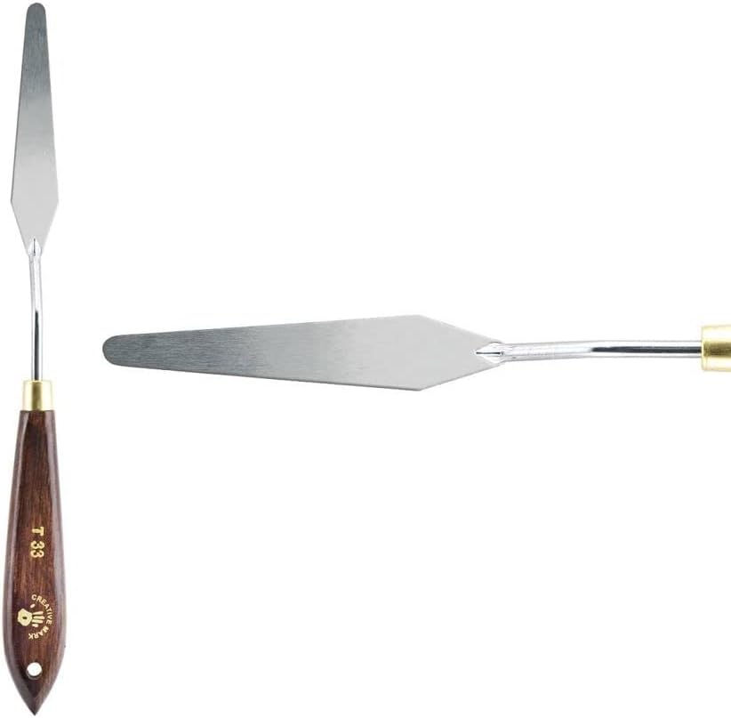 Creative Mark Stainless Steel Palette Knife Painting Tools - Paint Palette with Wooden Handle - Variety of Shapes and Sizes - 33T, 3-1/8 in