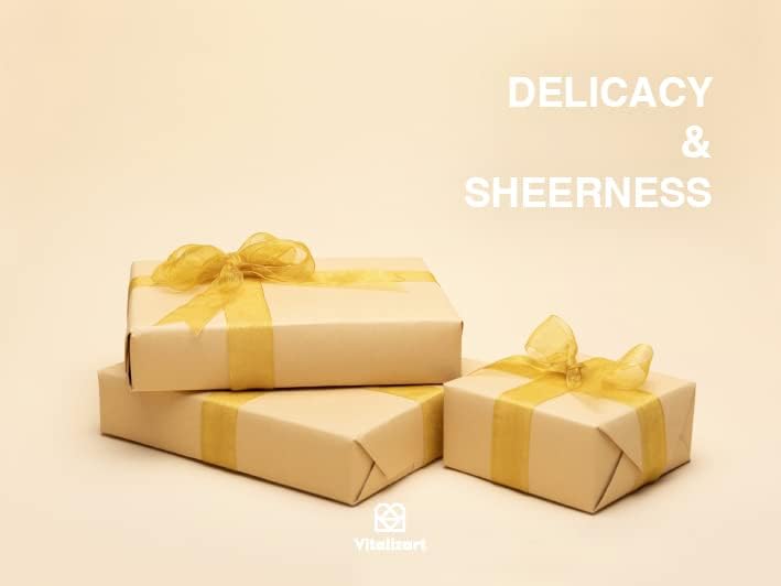 Vitalizart Gold Organza Ribbon for Gift Wrapping 1 inch x 30 Yd 3 Rolls *10Yd Extra Density Sheer Fabric Christmas Card Supplies Crafts Bows Tree Decor Wedding Wreaths Wrap