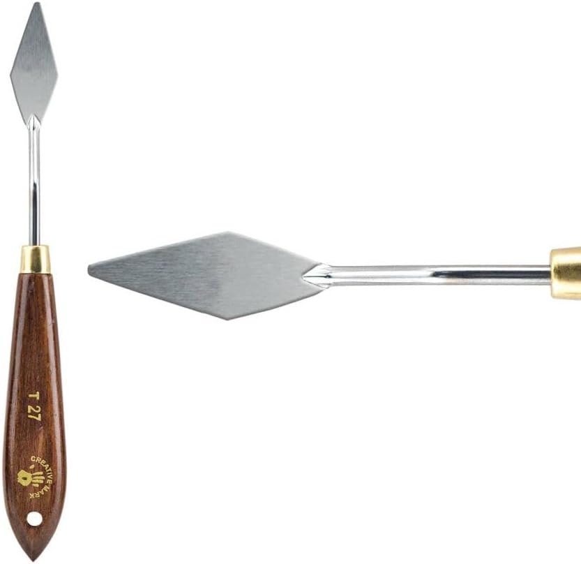 Creative Mark Stainless Steel Palette Knife Painting Tools - Paint Palette with Wooden Handle - Variety of Shapes and Sizes - 27T, 1-5/8 in