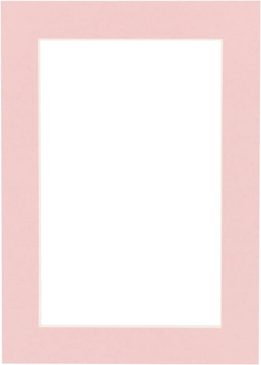 8.5x11 Mat Bevel Cut for 7x9 Photos - Acid Free Pink Precut Matboard With Backing Board and Crystal Clear, Self Seal Photo Mat Bag - For Pictures, Photos, Framing - 4-ply Thickness