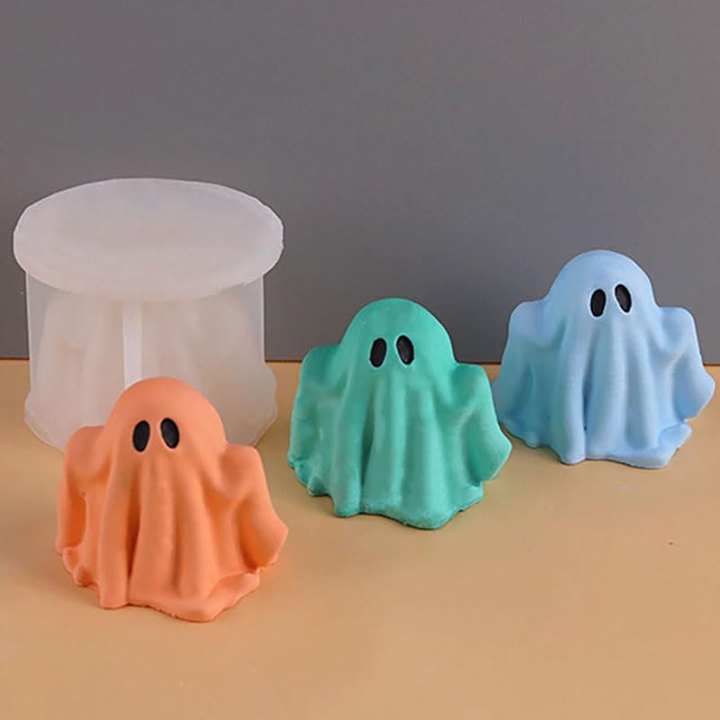 Halloween Ghost Candle Silicone Mold DIY 3D Scented Candle Making Wax Mould Gypsum Ornament Resin Soap Chocolate Mold Home Decor