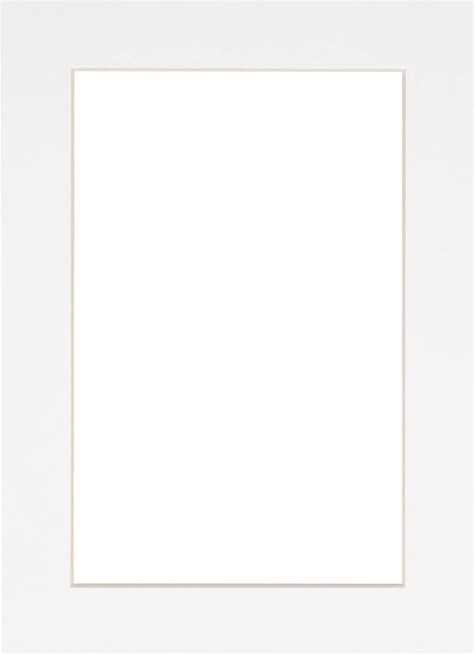 8x10 Mat Bevel Cut for 5x8 Photos - Acid Free White Precut Matboard with Backing Board and Crystal Clear, Self Seal Photo Mat Bag - for Pictures, Photos, Framing - 4-ply Thickness