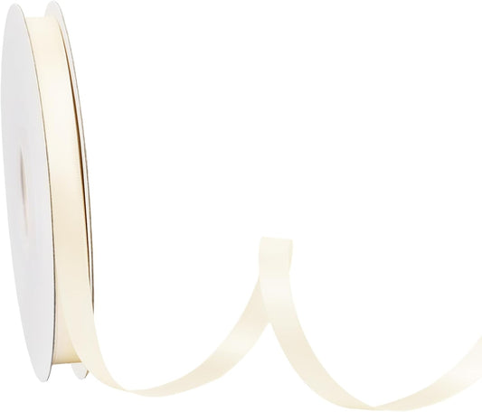 LaRibbons 3/8 Inch 50 Yard Double Faced Satin Ribbon,Ivory Small Satin Craft Fabric Ribbon for Gift Wrapping Floral Bouquets Wedding Party Decoration