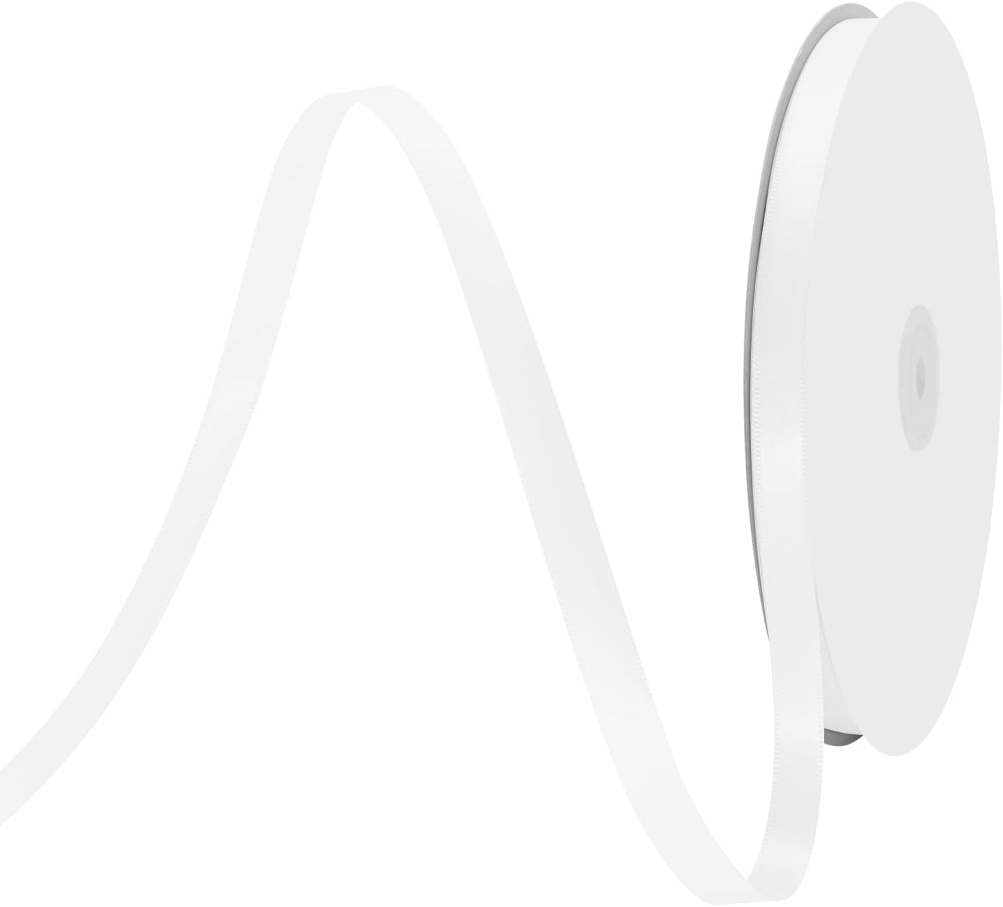 3/8" X 100 Yards White Satin Thin Ribbon Solid Color Double Faced Ribbons Perfect for Crafts Wedding Decor Bow Making Arts Sewing and More