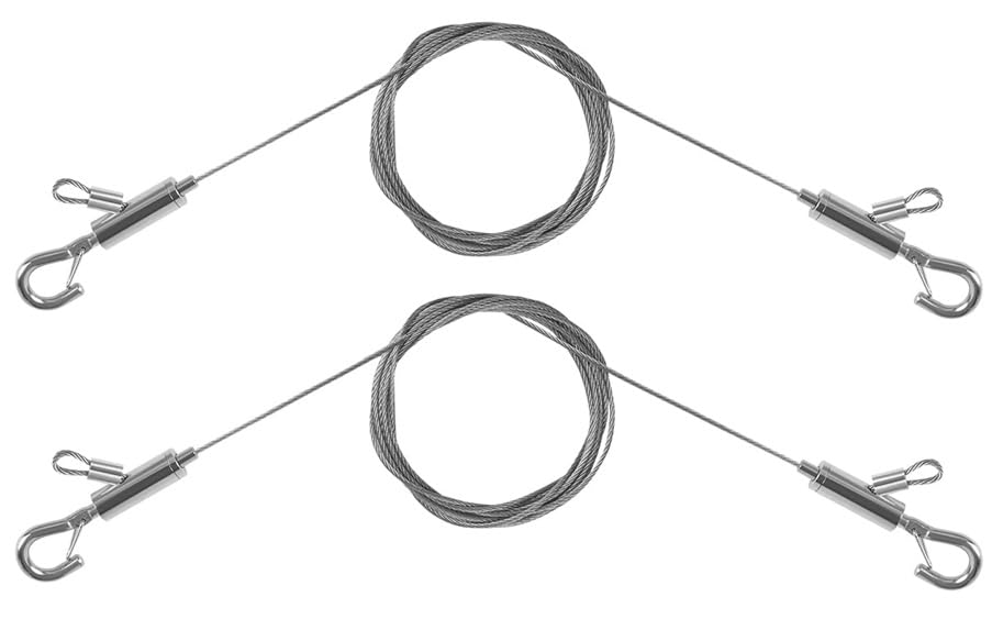 2PCS Adjustable Picture Hanging Wire 2m x 1.5mm Large Hooks, Picture Frame Wire Kit Heavy Duty 100lbs, Stainless Steel for Art, Mirror, Light Lamp, Billboards, Basket Flowerpot