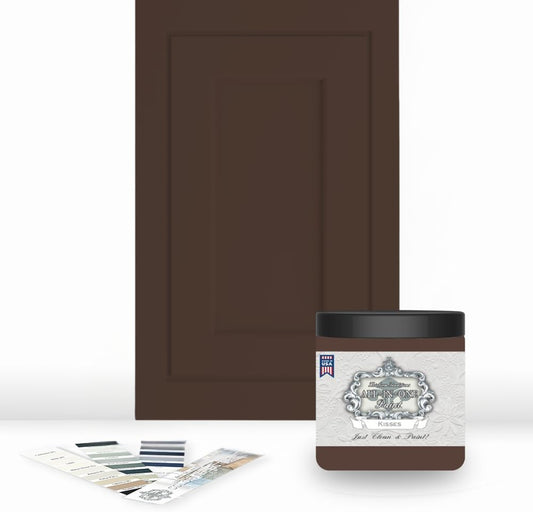 ALL-IN-ONE Paint, Durable cabinet and furniture paint. Built in primer and top coat, no sanding needed. Includes our 30 featured color card - Kisses, 8oz Sample