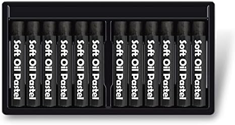 12 Pcs Cream Soft Oil Pastels Vibrant and Creamy Colored Chalk Pastels Artists Grade Art Supplies Set for Professionals Painting Drawing Black
