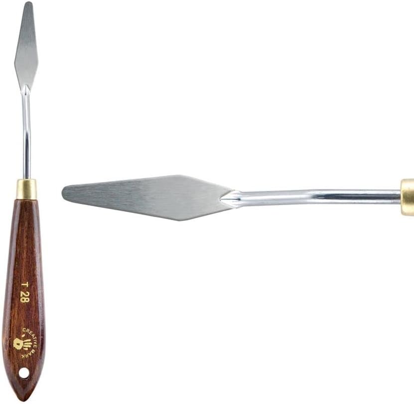 Creative Mark Stainless Steel Palette Knife Painting Tools - Paint Palette with Wooden Handle - Variety of Shapes and Sizes - 28T, 1-3/4 in