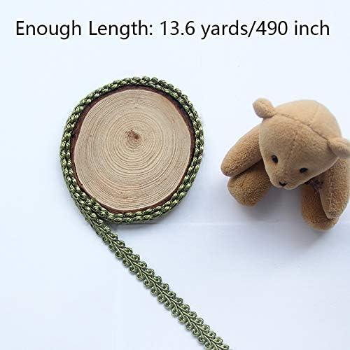 BEL AVENIR Braid Trim 1/2 inch 13.6 Yards French Gimp Basic Sewing Polyester DIY Crafts Costume Home Decorative (Green)