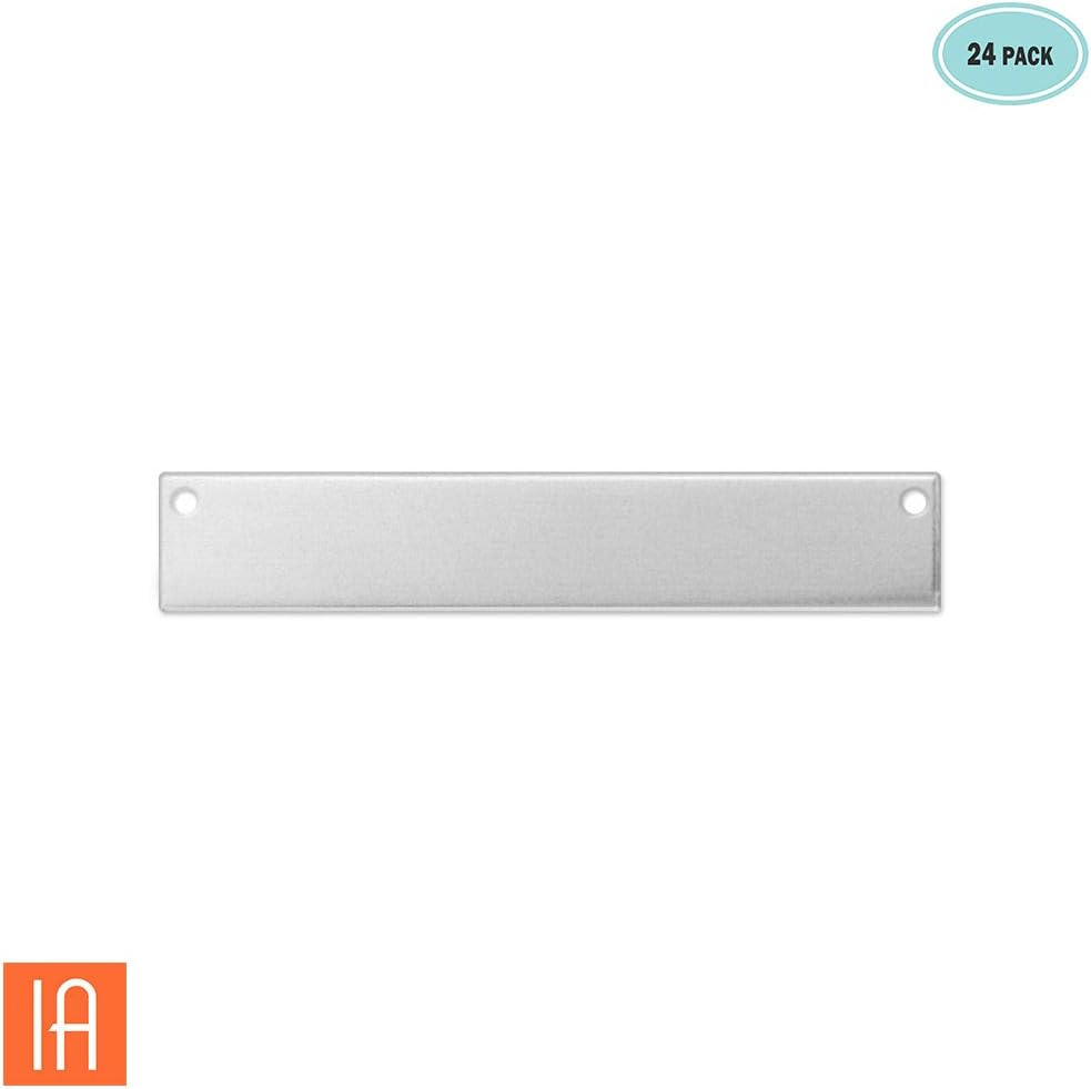 ImpressArt - Premium Metal Stamping Rectangle Blanks for Metal Stamping and Jewelry Making (24 Pack) (1/4" x 1 1/2" Rectangle w/Holes, Aluminum)