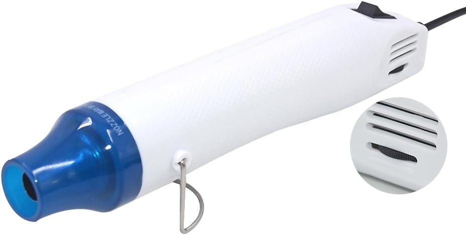mofa Temp Regulation Heat gun,6.6ft Cable 300W Hot Air Gun for Crafting,Acrylic Paint Dryer Multi-Purpose Electric Heating Nozzle(White,Blue)
