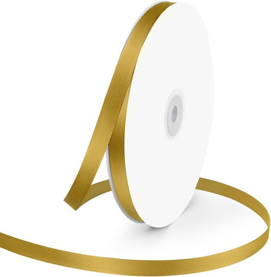 3/8" Wide x 100 Yards Single Face Polyester Satin Ribbon, Satin Ribbon for Crafts, Gift, Hair Bows, Wedding Party Decoration, Bow Making & Other Projects (Golden)