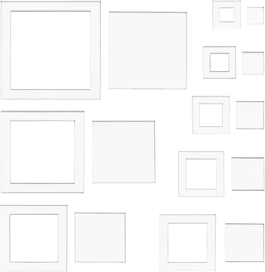 BENECREAT 16 Sizes Square Quilting Template, Acrylic Intricate Sewing Machine Ruler, Transparent Pressure Plate Router Template for DIY Hand Patchwork Cutting Craft, 6mm Thick